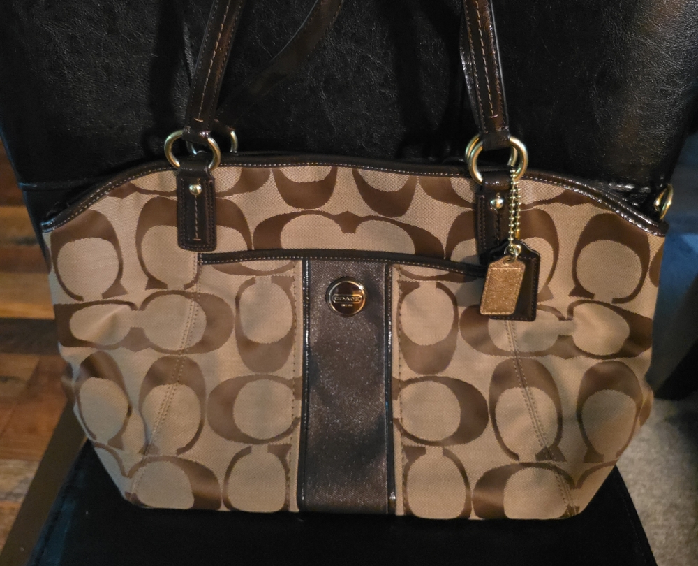Coach Brown and Tan Shoulder Bag With Wallet